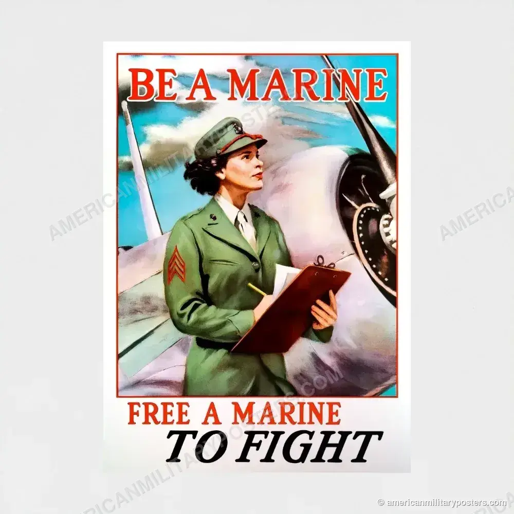 Be a Marine: Free a Marine to Fight poster, unframed print shown front-on