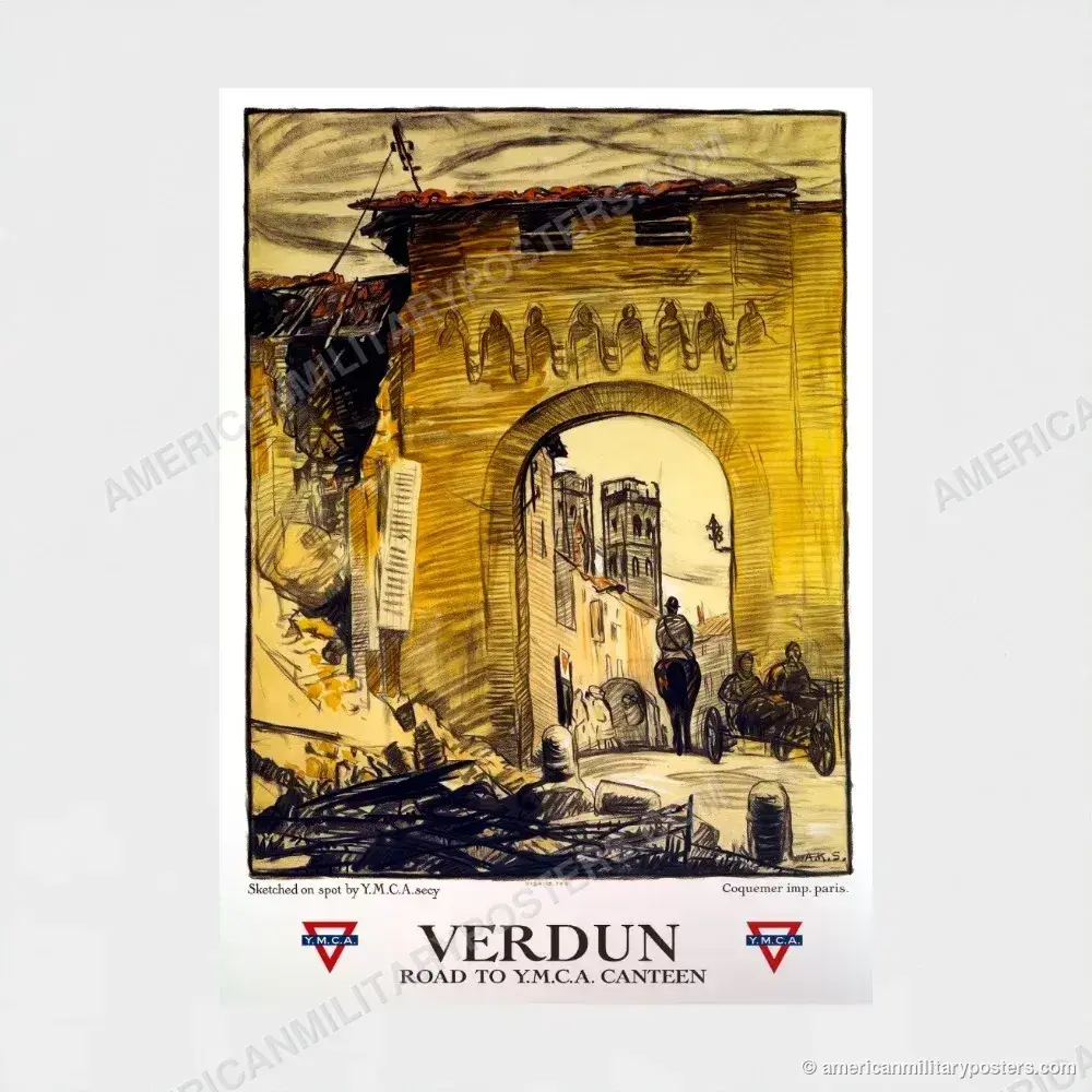 Verdun: Road to Y.M.C.A. Canteen poster, unframed print shown front-on