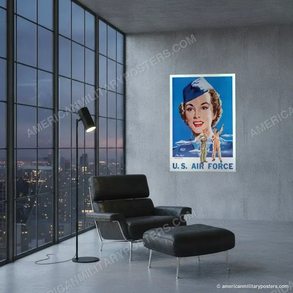 U.S. Air Force Recruiting Poster poster, unframed print on a concrete wall in a city loft