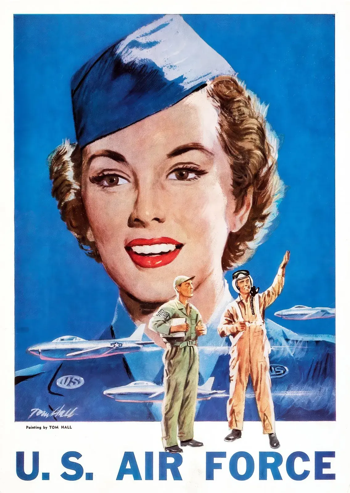 U.S. Air Force recruiting poster, painting by Tom Hall, restored
