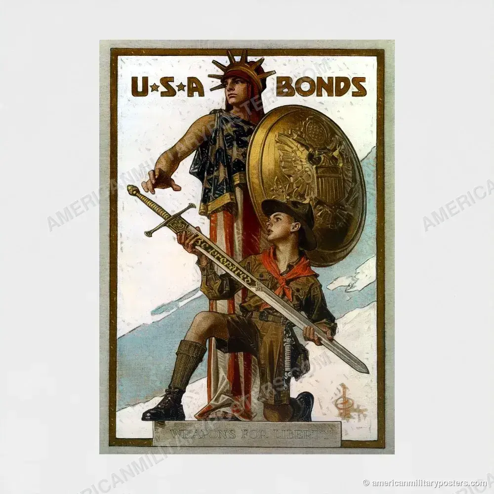 U.S.A. Bonds: Weapons for Liberty poster, unframed print shown front-on