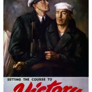 Two Coast Guardsmen in the 1942 Setting the Course to Victory poster by L. W. Bentley
