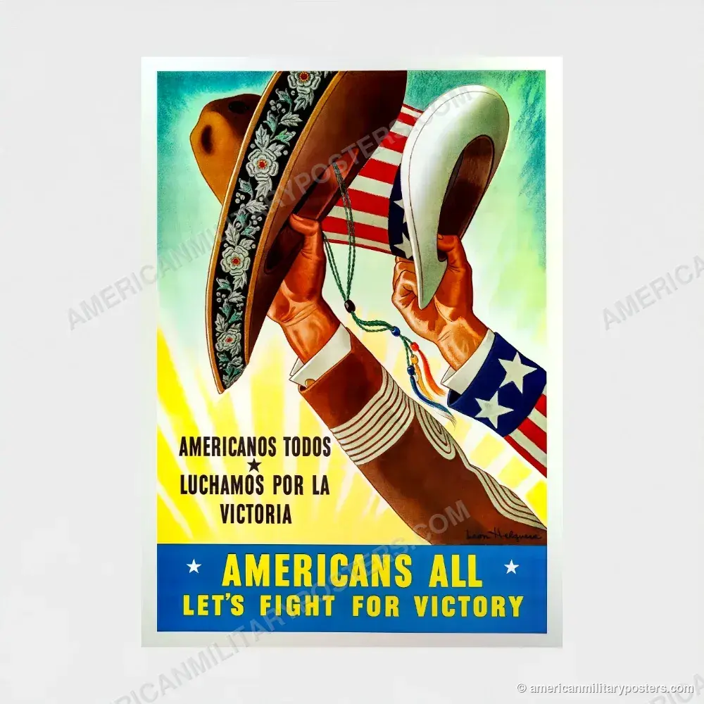 Americans All, Let’s Fight for Victory poster, unframed print shown front-on