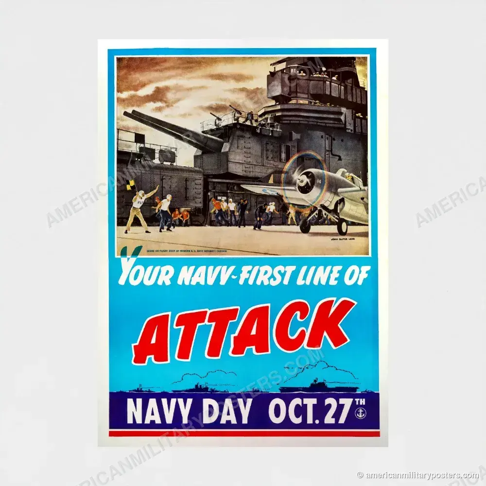 Your Navy, First Line of Attack poster, unframed print shown front-on