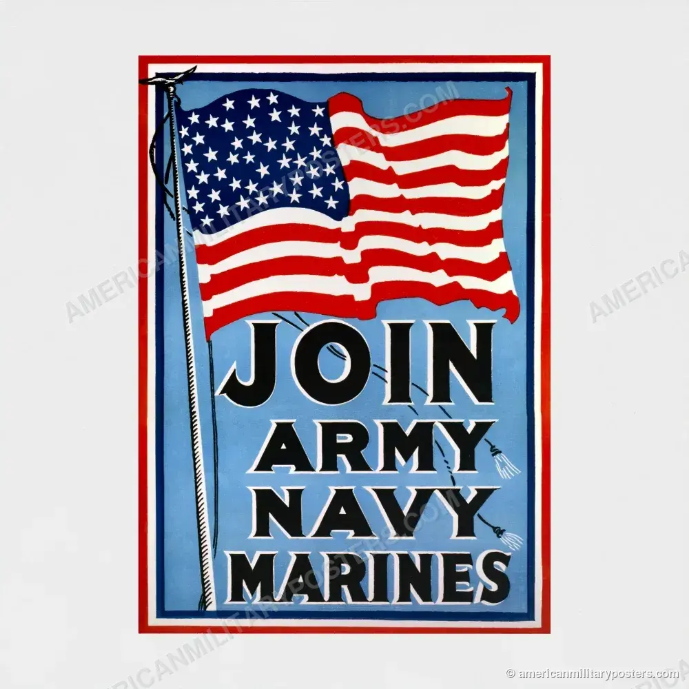 Join Army Navy Marines poster, unframed print shown front-on