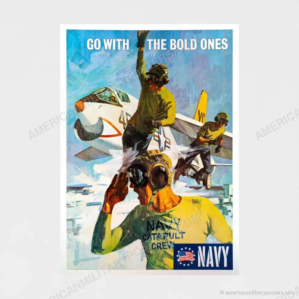 Go With the Bold Ones, Navy poster, unframed print shown front-on