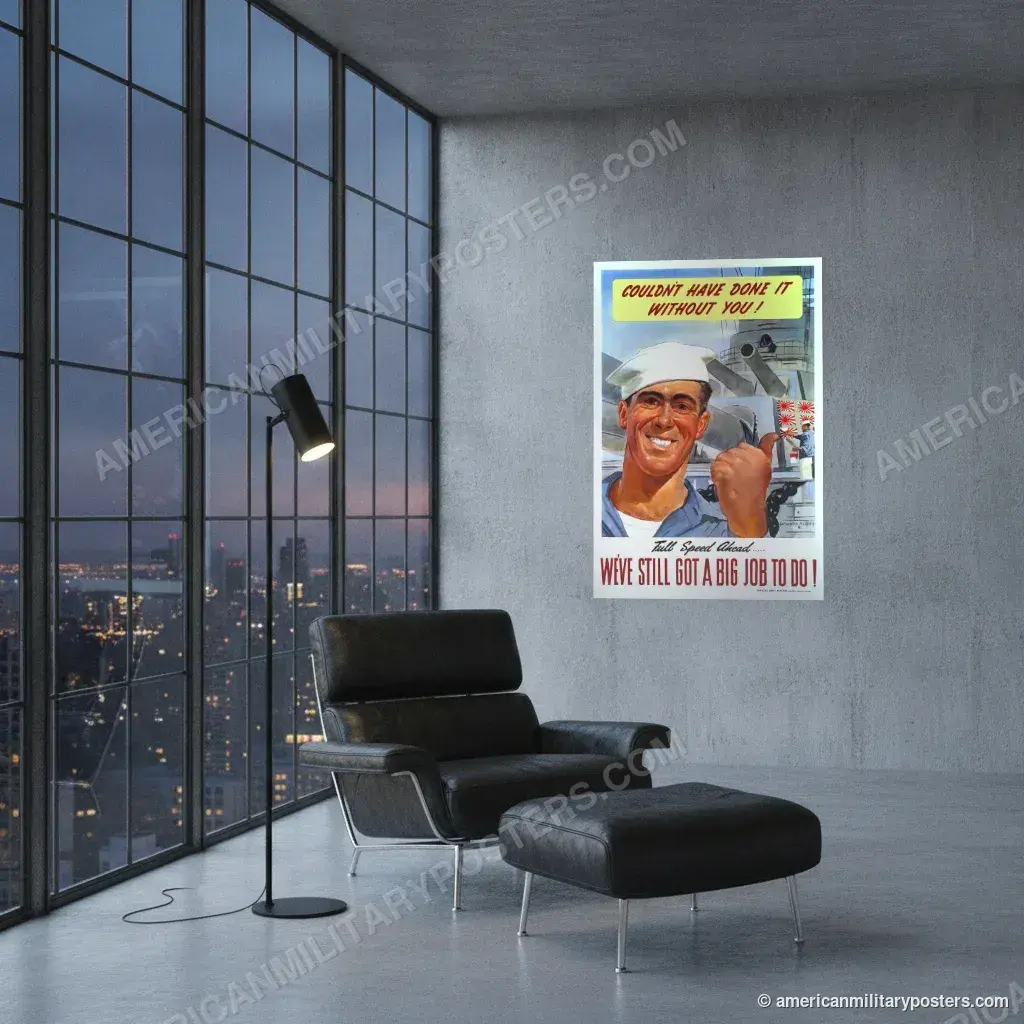 Couldn’t Have Done It Without You! poster, unframed print on a concrete wall in a city loft