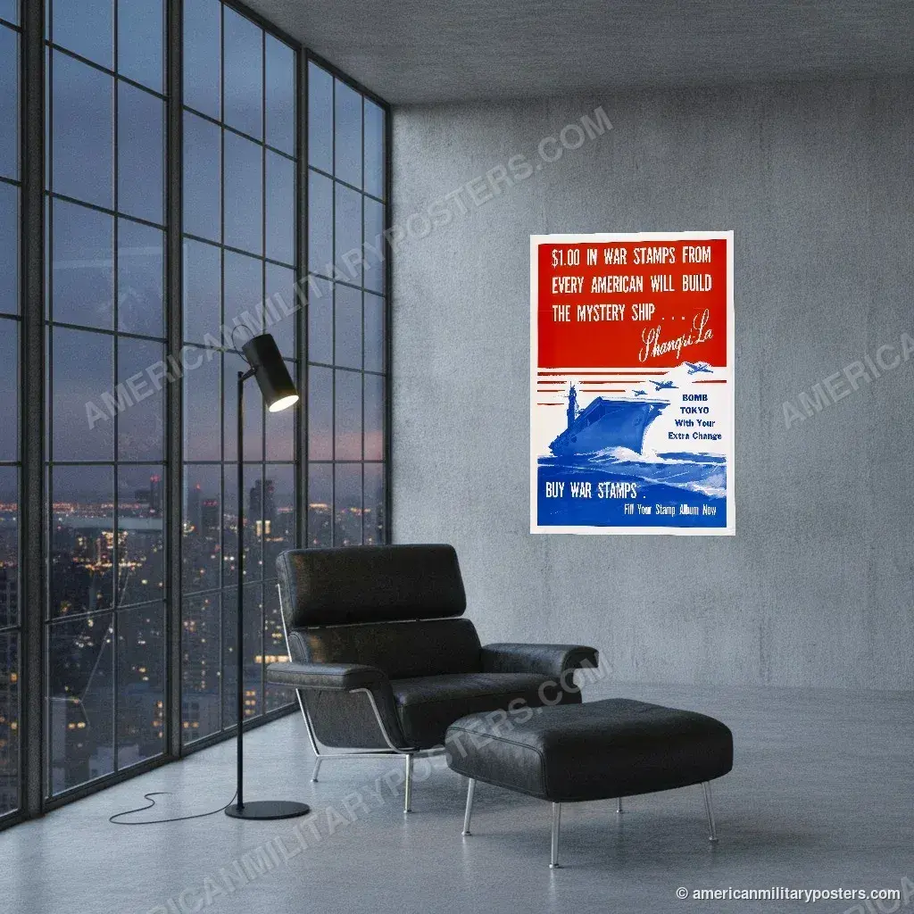 Bomb Tokyo With Your Extra Change poster, unframed print on a concrete wall in a city loft