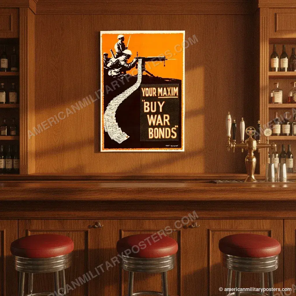 Your Maxim poster, unframed print on the wall of a classic American bar