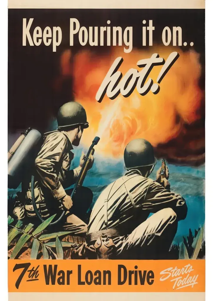 Keep Pouring It On… Hot! 7th War Loan Drive — Paper Print archival source