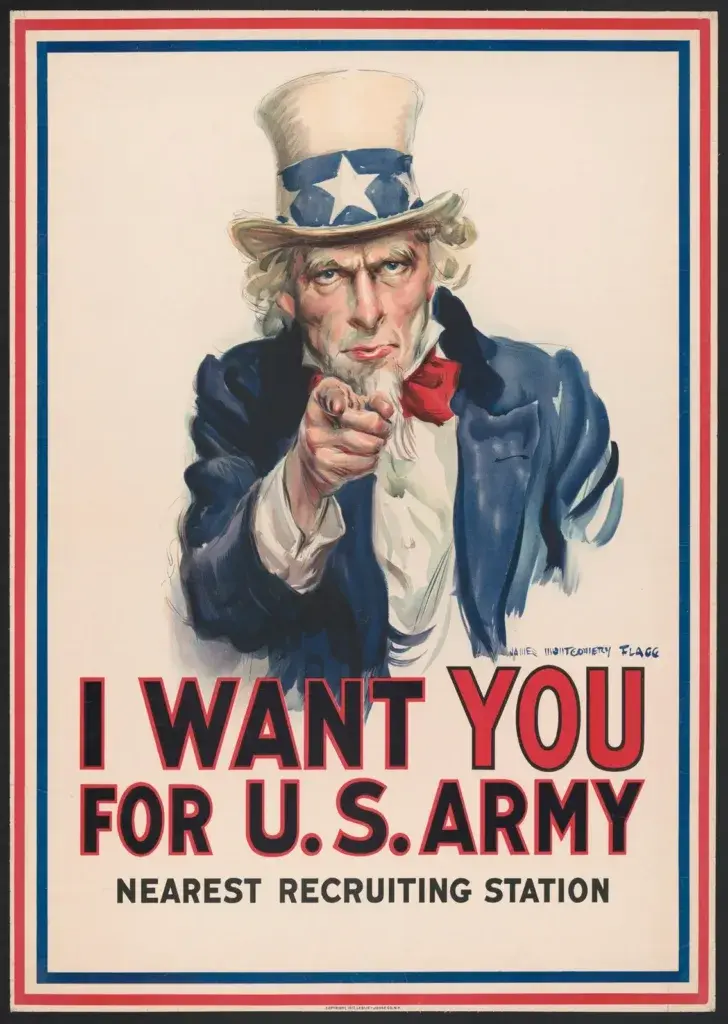 I Want You for U.S. Army: Uncle Sam by James Montgomery Flagg — Paper Print archival source