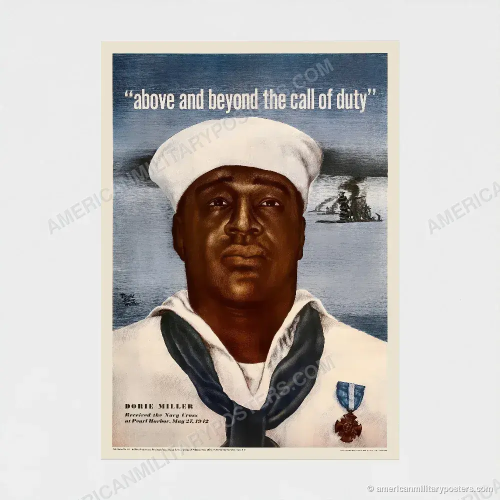 Above and Beyond the Call of Duty: Dorie Miller poster, unframed print shown front-on