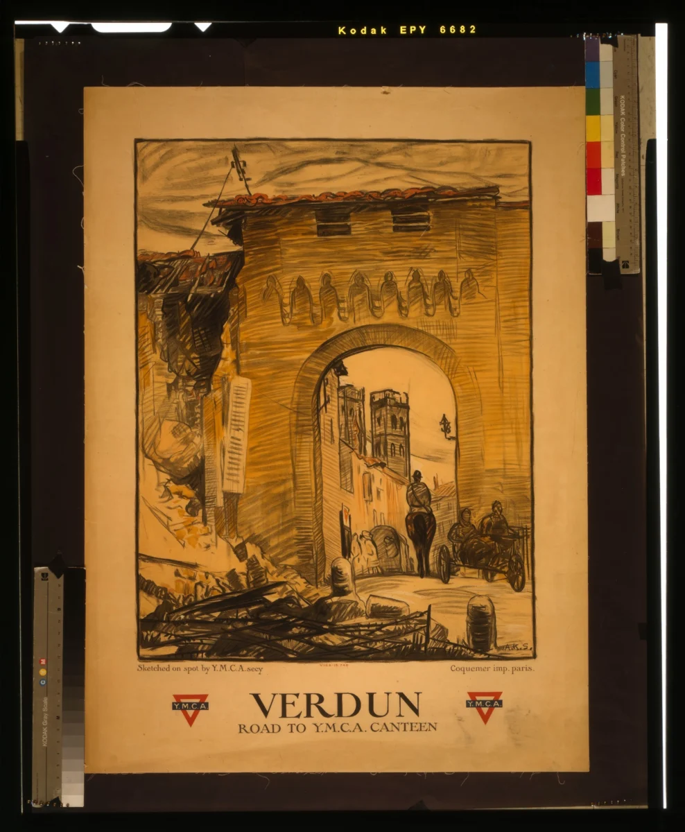 Archival source transparency of Verdun road to YMCA canteen
